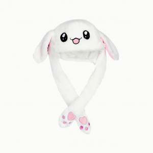 Шапка кигуруми с подвижными ушками и подсветкой Кролик белый